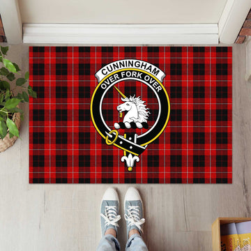 Cunningham Tartan Rubber Doormat with Family Crest