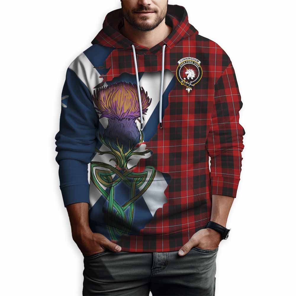 Tartan Vibes Clothing Cunningham Tartan Family Crest Hoodie Scottish Thistle Celtic Inspired