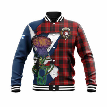 Cunningham Tartan Family Crest Baseball Jacket Scottish Thistle Celtic Inspired