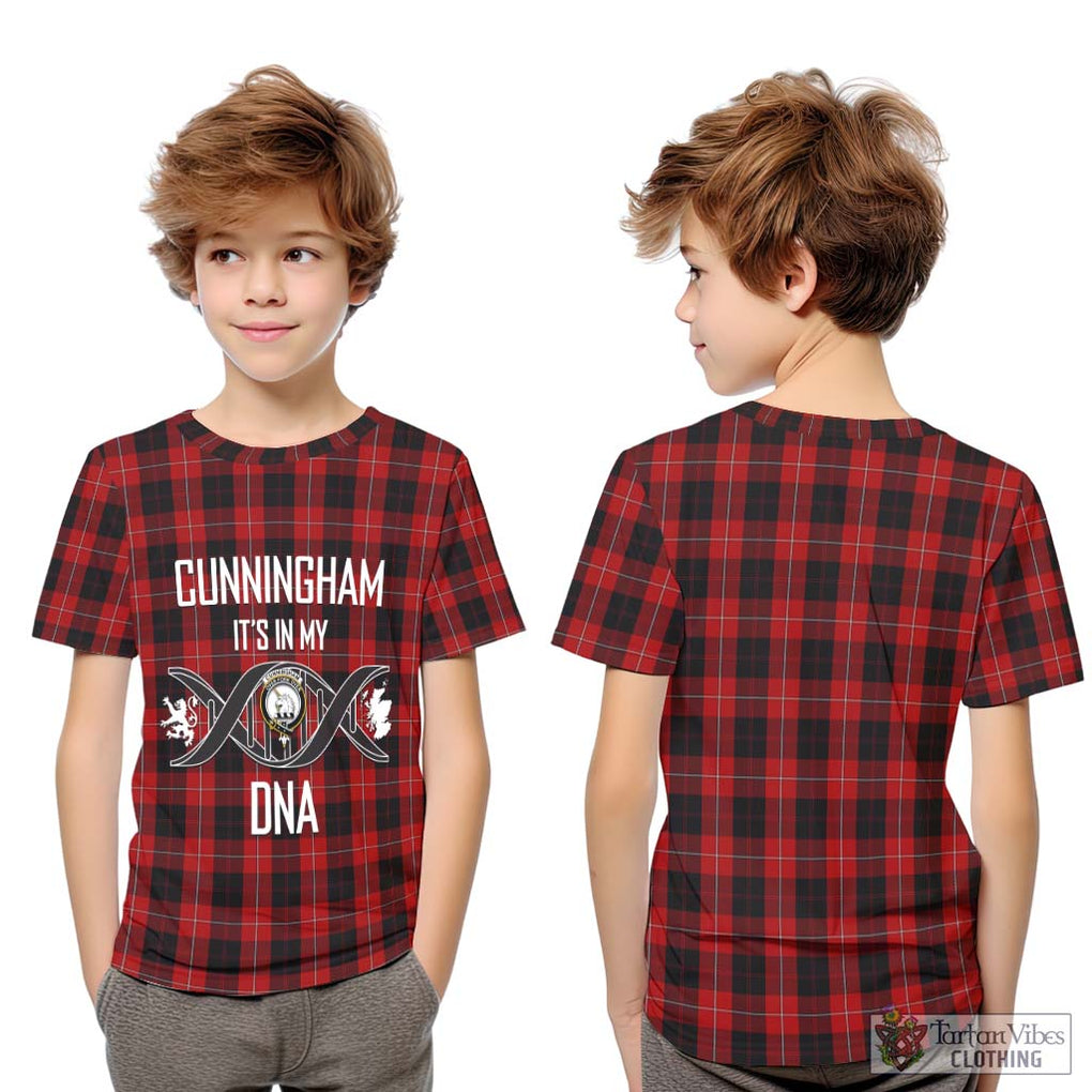 Cunningham Tartan Kid T-Shirt with Family Crest DNA In Me Style Youth XL Size14 - Tartanvibesclothing Shop