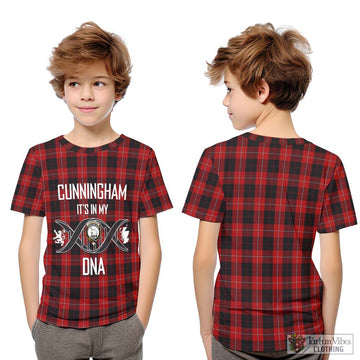 Cunningham Tartan Kid T-Shirt with Family Crest DNA In Me Style Youth XL Size14 - Tartanvibesclothing Shop