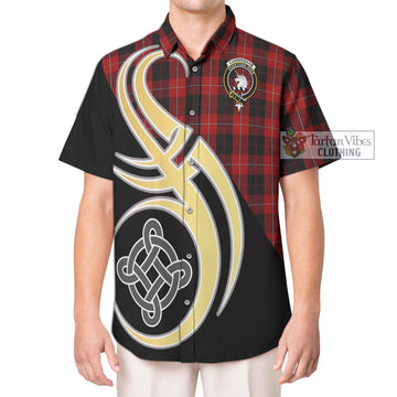 Cunningham Tartan Hawaiian Shirt with Family Crest and Celtic Symbol Style