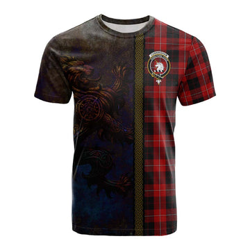 Cunningham Tartan Family Crest Cotton T-shirt Alba Gu Brath Be Brave Lion Ancient Style