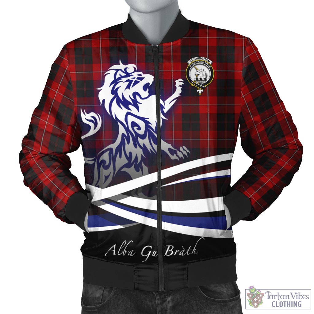 Tartan Vibes Clothing Cunningham Tartan Bomber Jacket with Alba Gu Brath Regal Lion Emblem