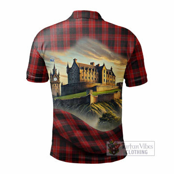 Tartan Vibes Clothing Cunningham Tartan Family Crest Polo Shirt with Scottish Ancient Castle Stype
