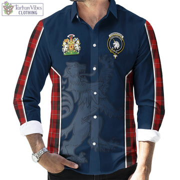 Cunningham Tartan Long Sleeve Button Up Shirt with Family Crest and Lion Rampant Vibes Sport Style