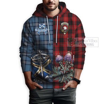 Tartan Vibes Clothing Cunningham Tartan Hoodie Happy St. Andrew's Day Half Tartan Style