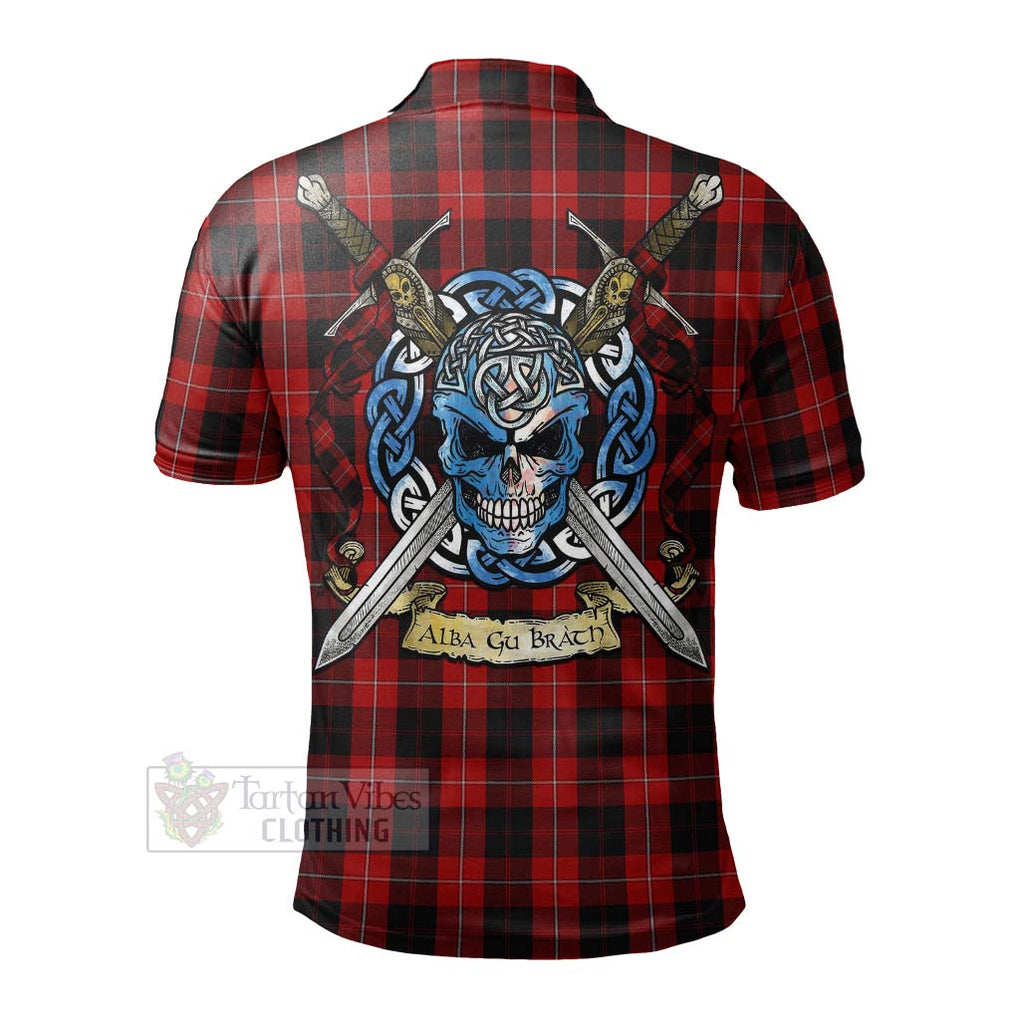 Tartan Vibes Clothing Cunningham Tartan Polo Shirt with Family Crest Celtic Skull Style