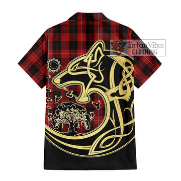 Cunningham Tartan Hawaiian Shirt with Family Crest Celtic Wolf Style