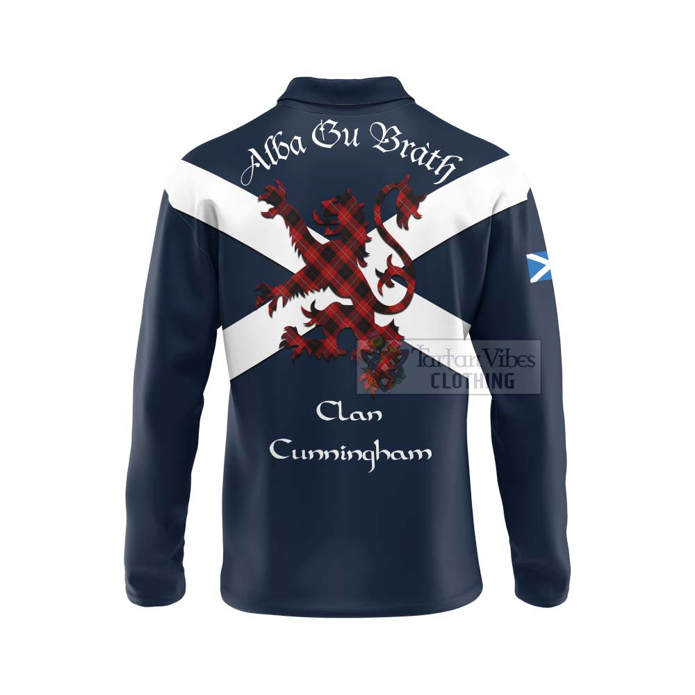Tartan Vibes Clothing Cunningham Tartan Lion Rampant Long Sleeve Polo Shirt – Proudly Display Your Heritage with Alba Gu Brath and Clan Name