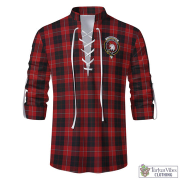 Cunningham Tartan Men's Scottish Traditional Jacobite Ghillie Kilt Shirt with Family Crest