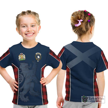 Cunningham Tartan Kid T-Shirt with Family Crest and Lion Rampant Vibes Sport Style - Tartan Vibes Clothing
