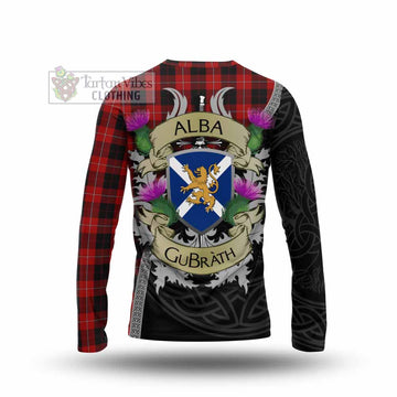 Cunningham Tartan Family Crest Long Sleeve T-Shirt Lion Rampant Royal Thistle Shield Celtic Inspired