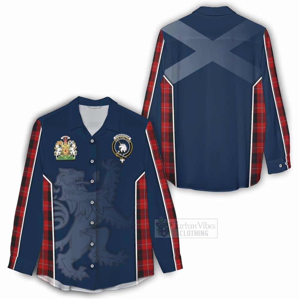 Tartan Vibes Clothing Cunningham Tartan Women's Casual Shirt with Family Crest and Lion Rampant Vibes Sport Style