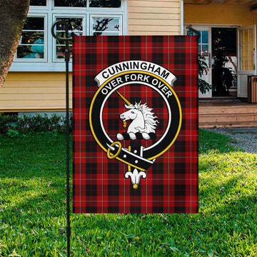 Cunningham Tartan Garden Flag with Family Crest