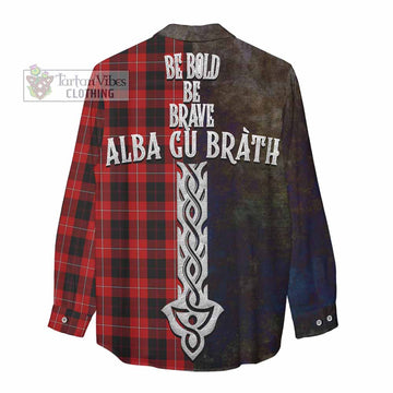 Cunningham Tartan Family Crest Women's Casual Shirt Alba Gu Brath Be Brave Lion Ancient Style