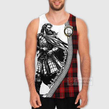 Tartan Vibes Clothing Cunningham Tartan Clan Crest Men's Tank Top with Highlander Warrior Celtic Style