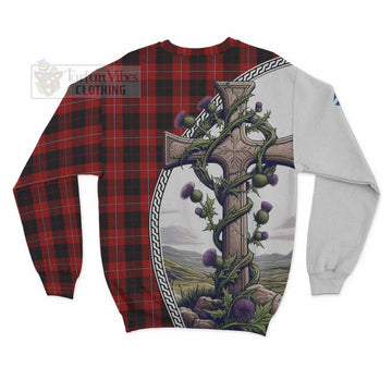 Tartan Vibes Clothing Cunningham Tartan Sweatshirt with Family Crest and St. Andrew's Cross Accented by Thistle Vines