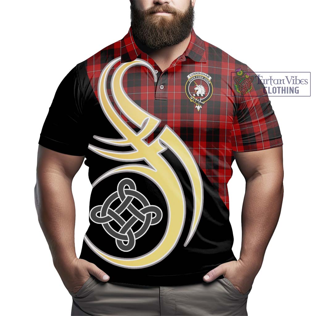 Cunningham Tartan Polo Shirt with Family Crest and Celtic Symbol Style - Tartan Vibes Clothing
