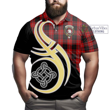 Cunningham Tartan Polo Shirt with Family Crest and Celtic Symbol Style