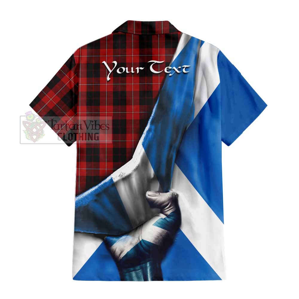 Tartan Vibes Clothing Cunningham Tartan Short Sleeve Button Shirt with Family Crest Scotland Patriotic Style