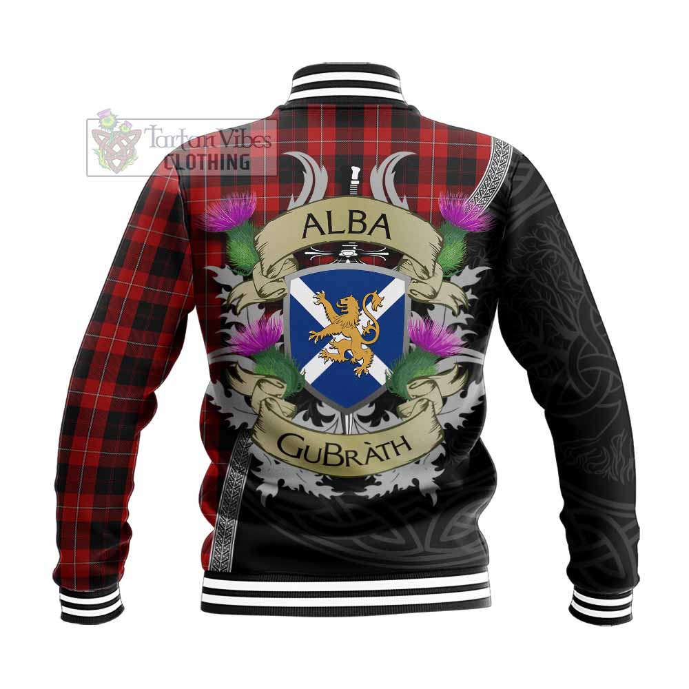 Tartan Vibes Clothing Cunningham Tartan Family Crest Baseball Jacket Lion Rampant Royal Thistle Shield Celtic Inspired