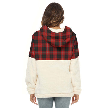 Cunningham Tartan Half Style Women's Borg Fleece Hoodie with Half Zip