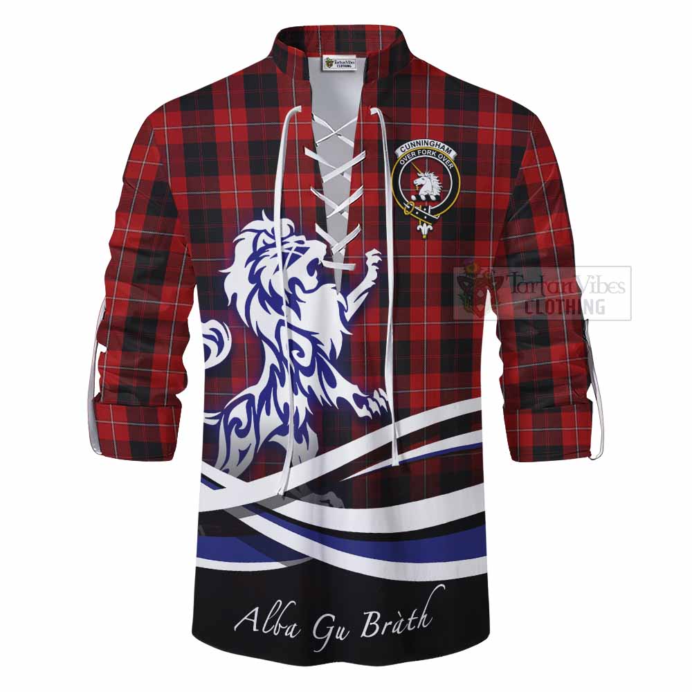 Tartan Vibes Clothing Cunningham Tartan Ghillie Kilt Shirt with Alba Gu Brath Regal Lion Emblem