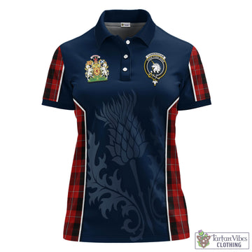 Cunningham Tartan Women's Polo Shirt with Family Crest and Scottish Thistle Vibes Sport Style