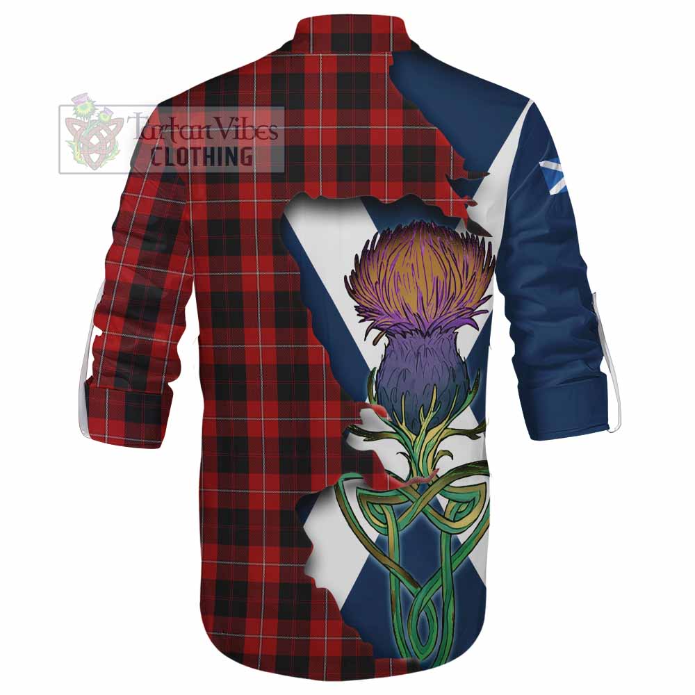 Tartan Vibes Clothing Cunningham Tartan Family Crest Ghillie Kilt Shirt Scottish Thistle Celtic Inspired