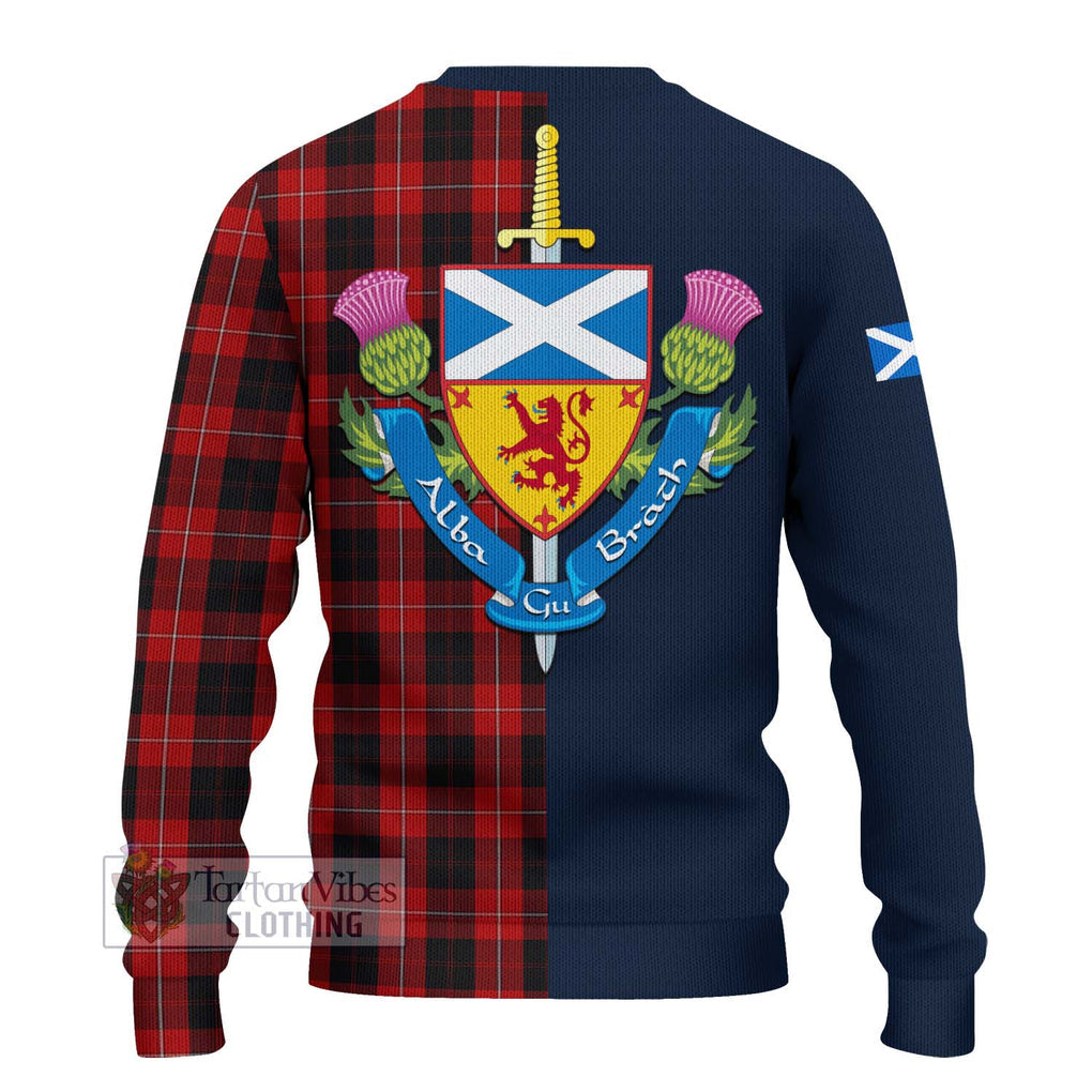 Tartan Vibes Clothing Cunningham Tartan Knitted Sweater with Scottish Lion Royal Arm Half Style
