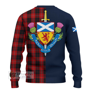 Tartan Vibes Clothing Cunningham Tartan Knitted Sweater with Scottish Lion Royal Arm Half Style