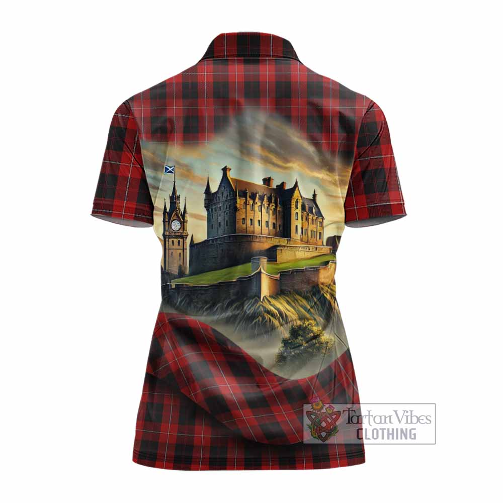 Tartan Vibes Clothing Cunningham Tartan Family Crest Women's Polo Shirt with Scottish Ancient Castle Stype