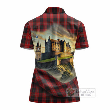 Tartan Vibes Clothing Cunningham Tartan Family Crest Women's Polo Shirt with Scottish Ancient Castle Stype
