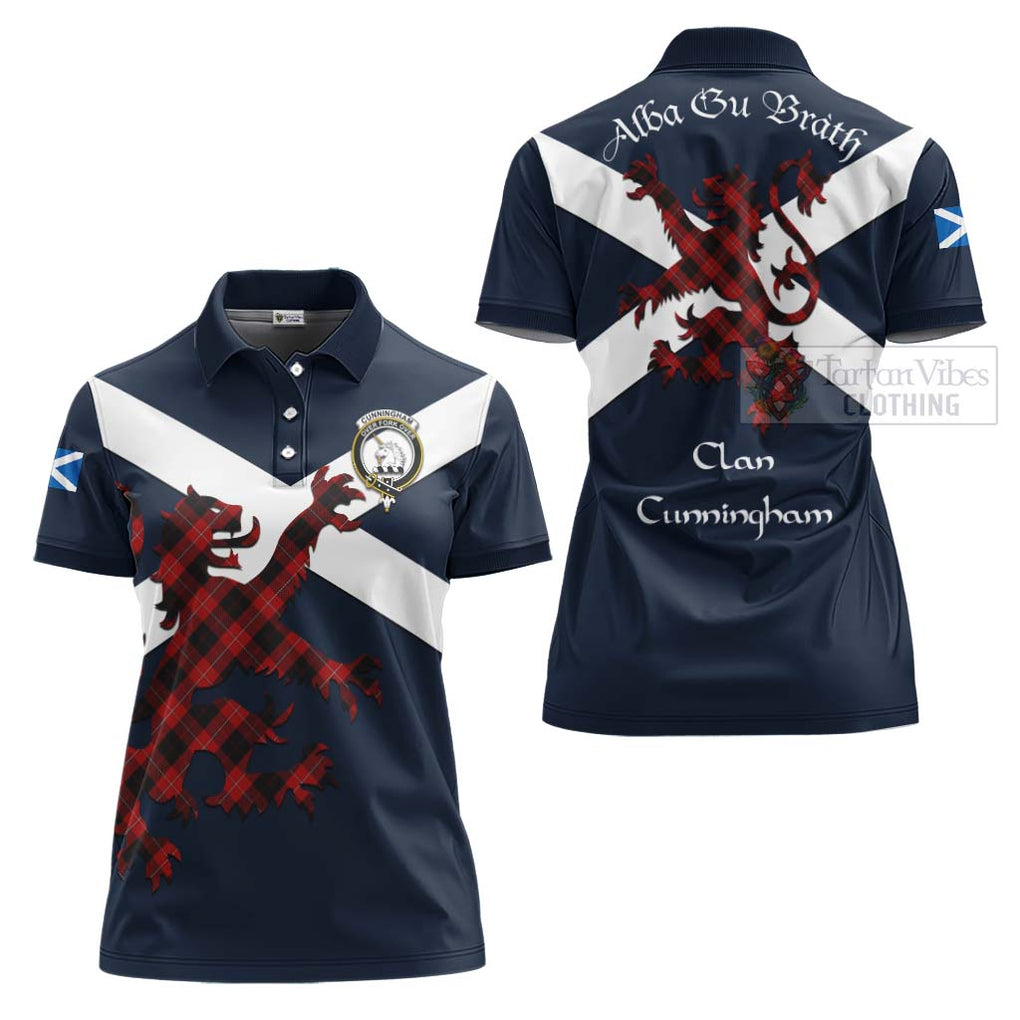 Tartan Vibes Clothing Cunningham Tartan Lion Rampant Women's Polo Shirt – Proudly Display Your Heritage with Alba Gu Brath and Clan Name