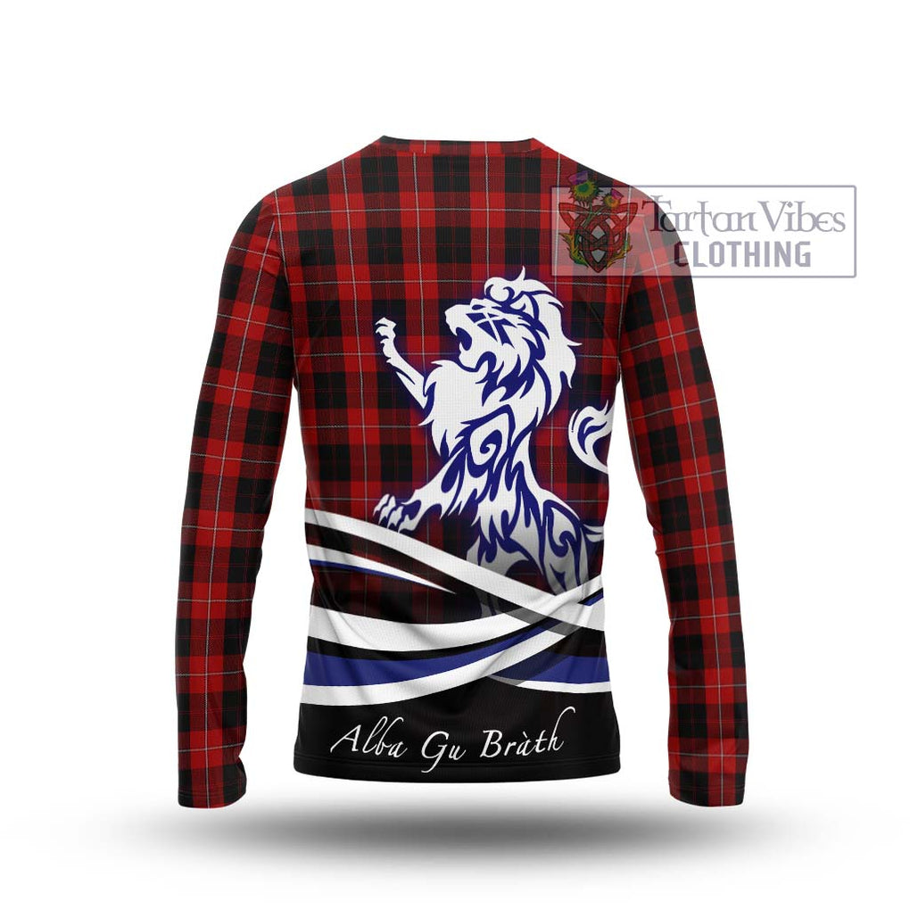 Cunningham Tartan Long Sleeve T-Shirt with Alba Gu Brath Regal Lion Emblem - Tartanvibesclothing Shop