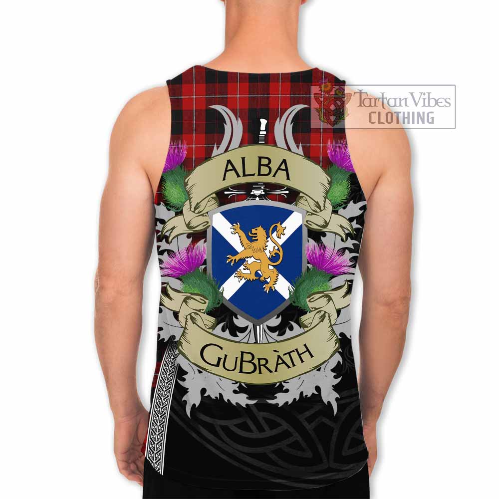 Tartan Vibes Clothing Cunningham Tartan Family Crest Men's Tank Top Lion Rampant Royal Thistle Shield Celtic Inspired