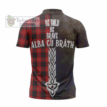 Cunningham Tartan Family Crest Zipper Polo Shirt Alba Gu Brath Be Brave Lion Ancient Style