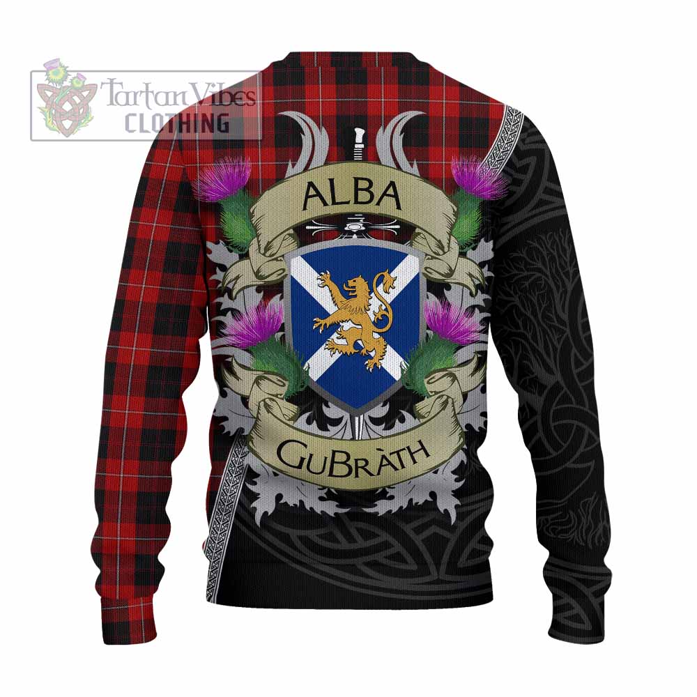 Tartan Vibes Clothing Cunningham Tartan Family Crest Knitted Sweater Lion Rampant Royal Thistle Shield Celtic Inspired