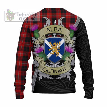 Tartan Vibes Clothing Cunningham Tartan Family Crest Knitted Sweater Lion Rampant Royal Thistle Shield Celtic Inspired