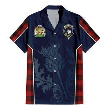 Cunningham Tartan Hawaiian Shirt with Family Crest and Scottish Thistle Vibes Sport Style