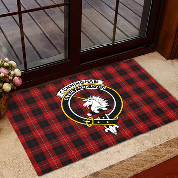 Cunningham Tartan Rubber Doormat with Family Crest