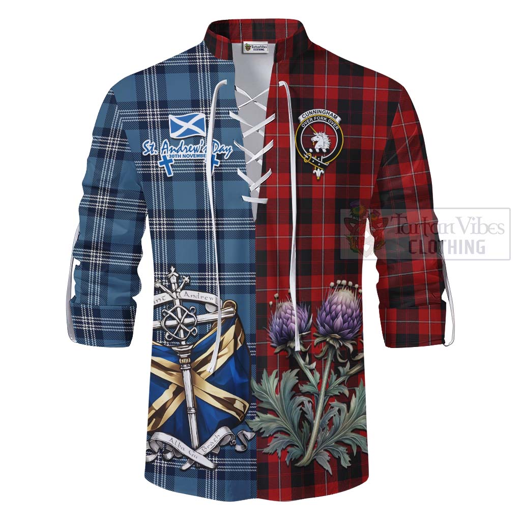 Tartan Vibes Clothing Cunningham Tartan Ghillie Kilt Shirt Happy St. Andrew's Day Half Tartan Style