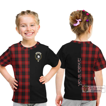Cunningham Tartan Kid T-Shirt with Family Crest and Half Of Me Style - Tartanvibesclothing Shop