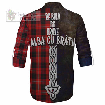 Cunningham Tartan Family Crest Ghillie Kilt Shirt Alba Gu Brath Be Brave Lion Ancient Style