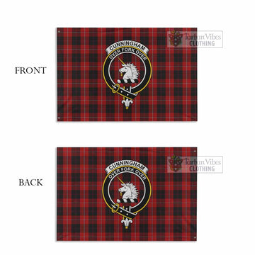 Cunningham Tartan House Flag with Family Crest