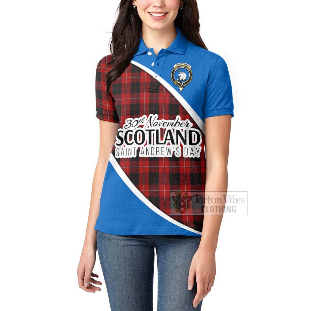 Tartan Vibes Clothing Cunningham Family Crest Tartan Women's Polo Shirt Celebrate Saint Andrew's Day in Style