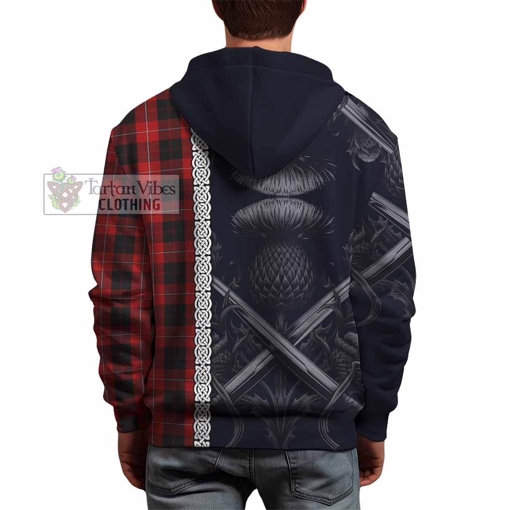 Tartan Vibes Clothing Cunningham Tartan Hoodie with Family Crest Cross Sword Thistle Celtic Vibes