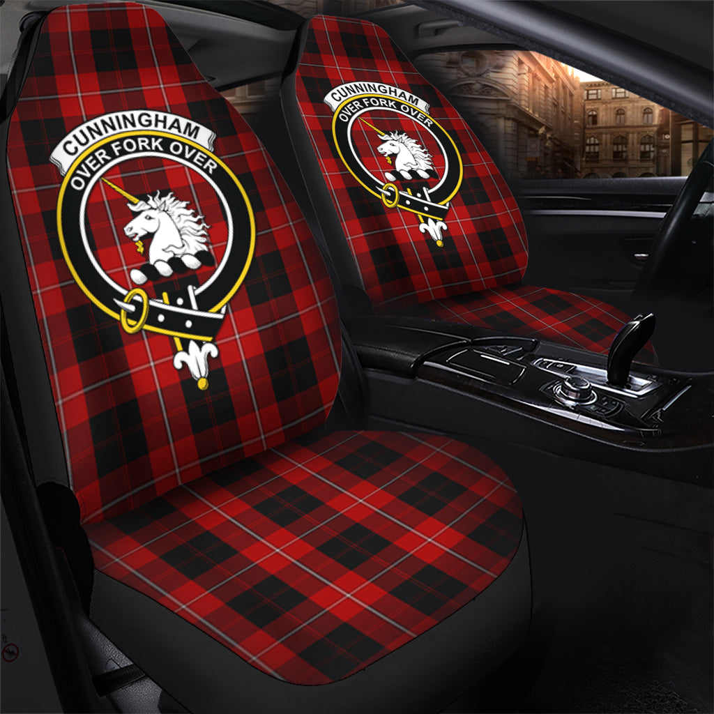 Cunningham Tartan Car Seat Cover with Family Crest - Tartanvibesclothing