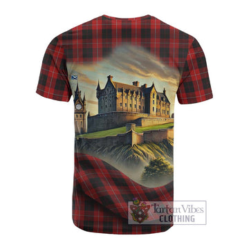 Tartan Vibes Clothing Cunningham Tartan Family Crest Cotton T-shirt with Scottish Ancient Castle Style